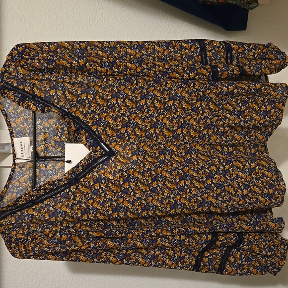 Sezane V Neck Long Ballooned Sleeves Floral Angelina Blouse - Picture 6 of 11